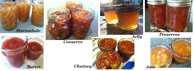 Canning Jams, Jellies, Preserves, Marmalades, Conserves, Chutneys, Butters? What makes them different?