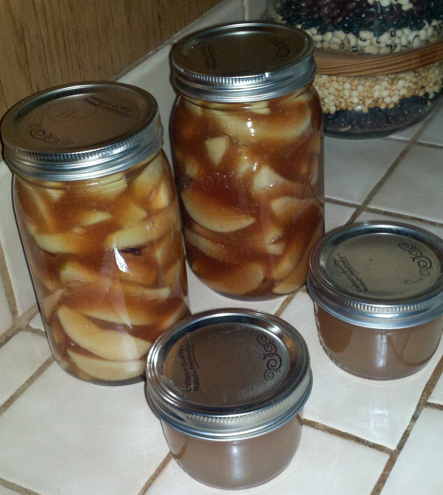 Apple Pie filling and Apple Jelly (from the cores and peels of the apples)