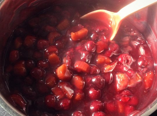 Cherry Rhubarb Pie Filling thanks to Joyful Jars!