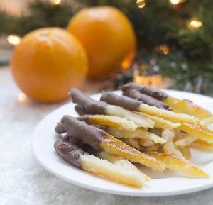 Candied Orange Peel Dipped in Chocolate