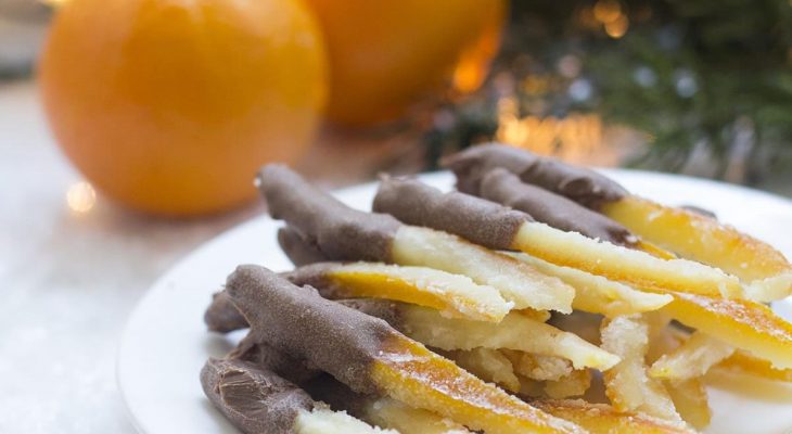 Candied Orange Peel Dipped in Chocolate