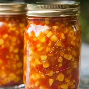 Corn relish with peppers and onion