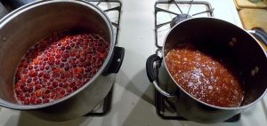 Cranberry mixture on the left and BBQ base on the right