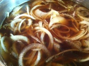 Onions in stock before putting in jars