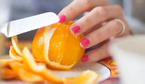 Peeling Orange with Potato Peeler. Peel or cut down to the flesh