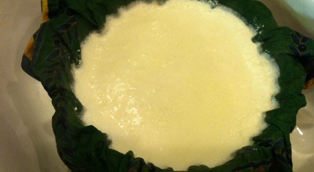 Ricotta Draining in colander