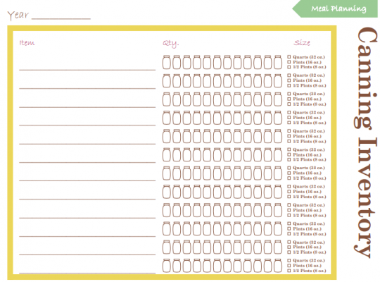 Canning Inventory Template