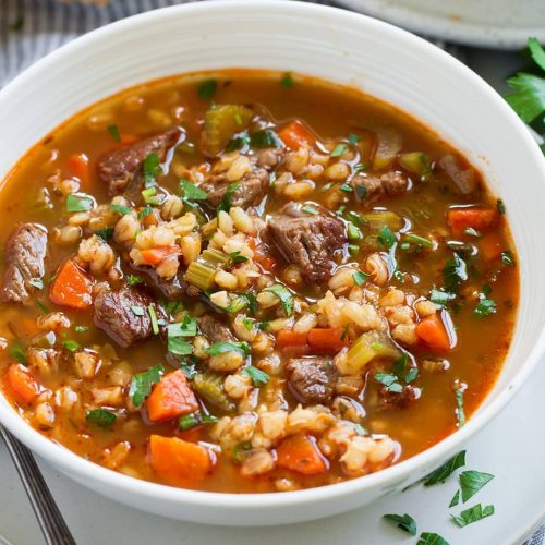 Beef & Barley winter soup - SBCanning.com - homemade canning recipes