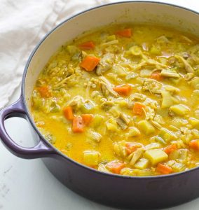 Chicken and apple curry thick soup