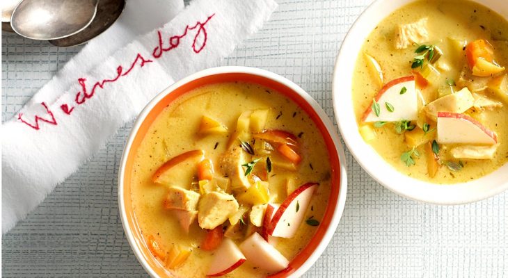 Chicken and apple curry thick soup