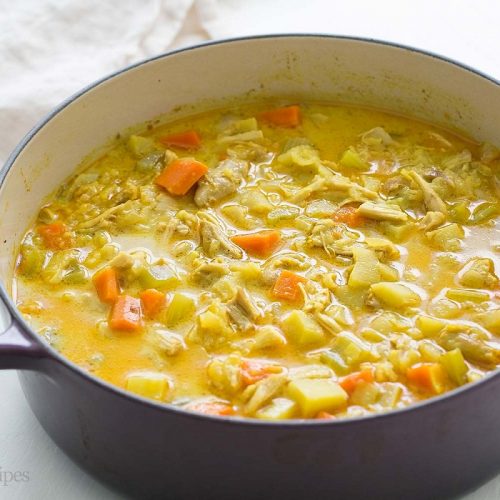 Chicken and apple curry thick soup