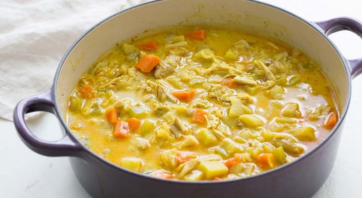 Chicken and apple curry thick soup