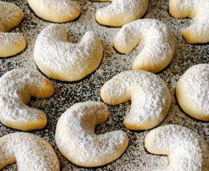 Almond Crescents, Butterscotch Icing