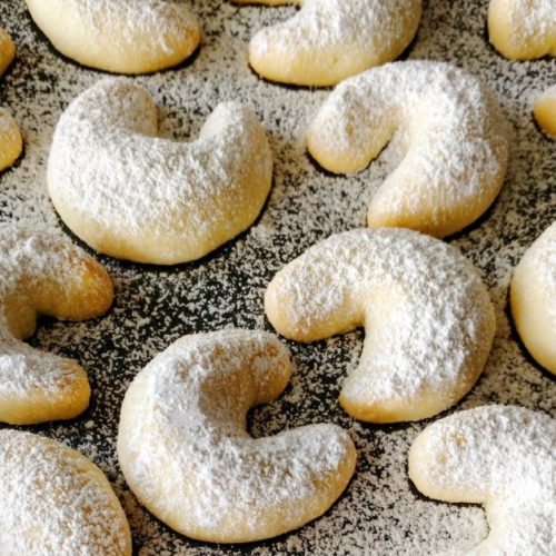 Almond Crescents, Butterscotch Icing