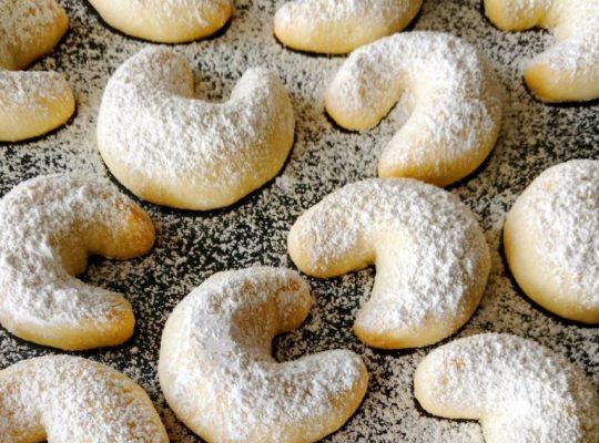 Almond Crescents, Butterscotch Icing