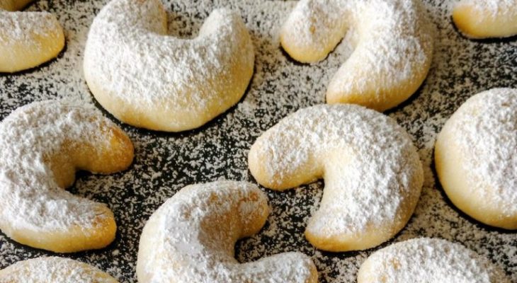 Almond Crescents, Butterscotch Icing