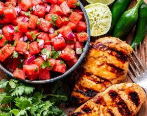 Chicken and watermelon salsa