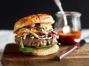 Chipotle asian sirloin hamburgers