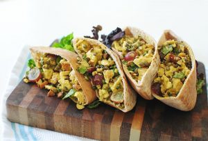 Curry chicken salad in pita bread