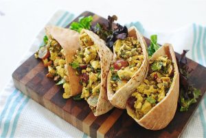 Curry chicken salad in pita bread