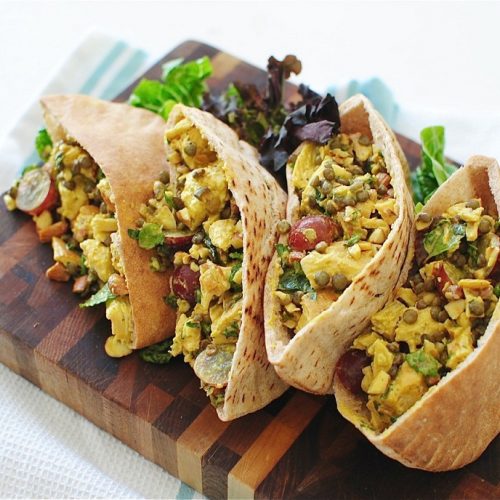 Curry chicken salad in pita bread