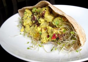 Curry chicken salad in pita bread