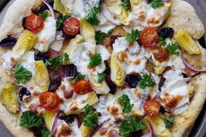 Mediterranean pizza topping