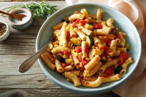 Pasta with zucchini & tomatoes