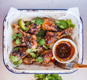 Sesame chicken drumsticks with dip