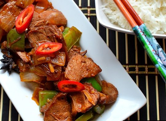 Spicy pork & peppers