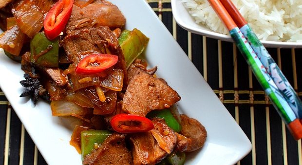 Spicy pork & peppers