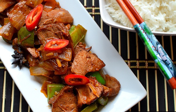 Spicy pork & peppers