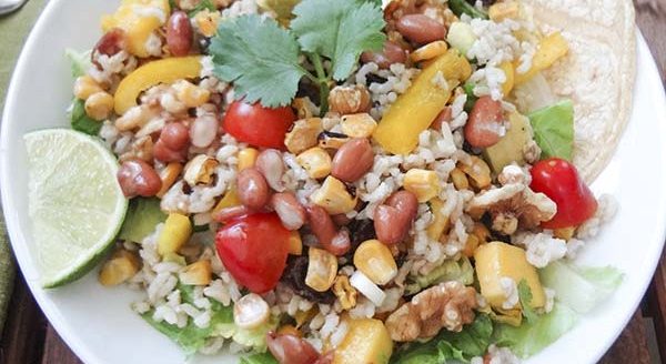 Vegetarian rice-bean taco salad