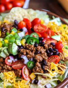 Vegetarian rice-bean taco salad