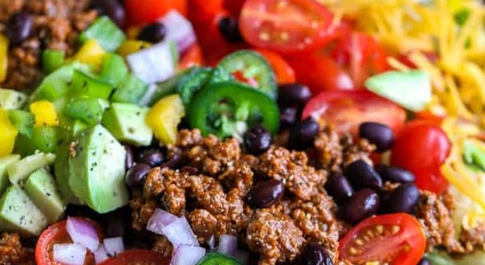 Vegetarian rice-bean taco salad